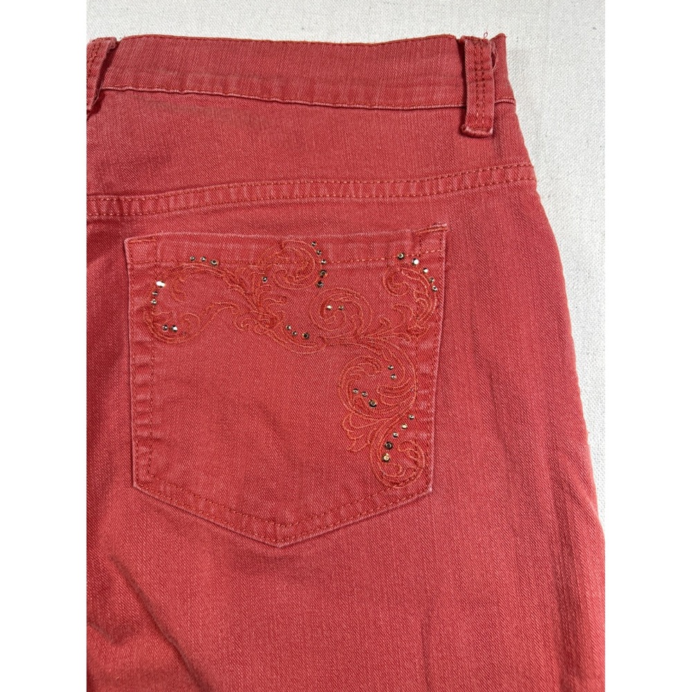 Gloria Vanderbilt Amanda Jeans Womens 10 Brick Red Rust High Rise Tapered Leg